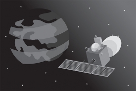 satellite in mars orbit gray color