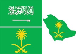 saudi arabia flags map clipart