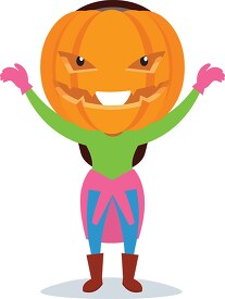 scary pumpkin mask on head halloween clipart