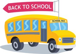 school bus with rooftop flying banner back to school clipart