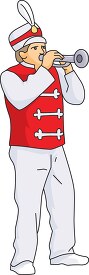 school marching band member playing trumpet clipart