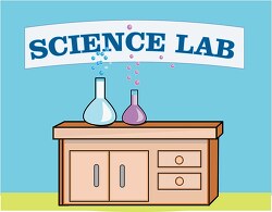 science laboratory table with sign clipart 2