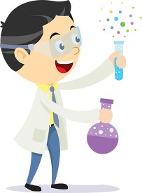 scientist holding flask test tube for lab experiment clipart 692
