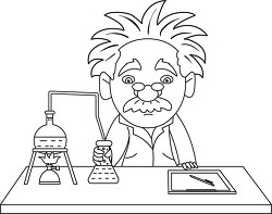 scientist in lab black outline clipart