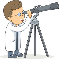 scientist looking into telescope clipart