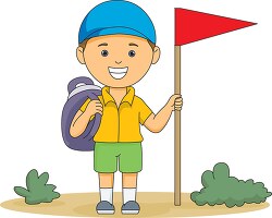 scout boy with flag clipart