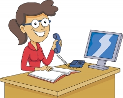 secretaries day at desk holding telephone clipart