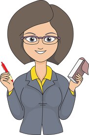 secretary with paper pencil in hands clipart