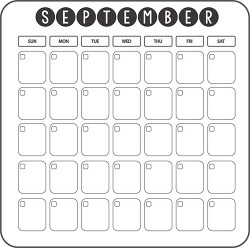 september calendar days week month clipart