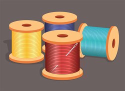sewing items different colour thread with needle clipart