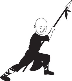 shaolin warriors monk black outline clipart