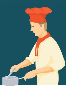 side view chef cooking wearing hat clipart