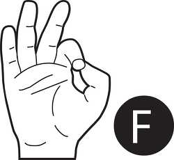 sign language letter f outline