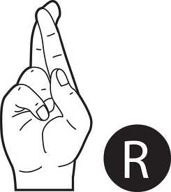 sign language letter r outline