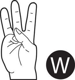 sign language letter w outline