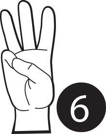 sign language number 6 outline