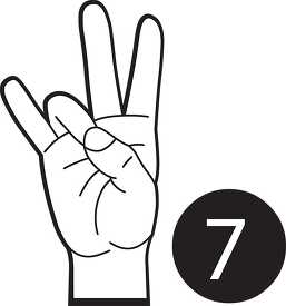 sign language number 7 outline