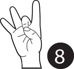 sign language number 8 outline