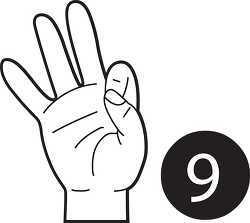 sign language number 9 outline