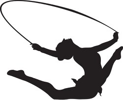 silhouette athlete performing rhythmic gymnastics clipart