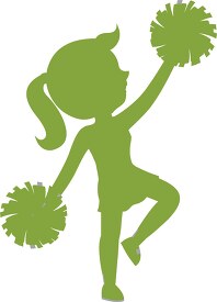 silhouette green clipart cheerleader holding pom pom