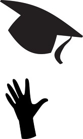 silhouette of hand throwing up graduation cap clipart