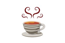 single cup of steamy latte coffee vector style clipart
