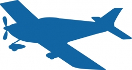 single prop blue silhouette aircraft clipart image