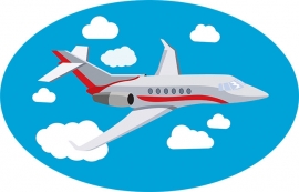 single prop passenger airplane flying in clouds clipart image
