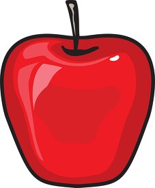 single red apple with stem clipart