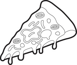 single slice of pizza black outline clipart