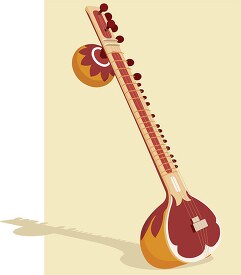 sitar indian stringed instrument clipart
