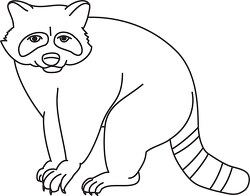 sitting_raccoon ringed tail outline clipart