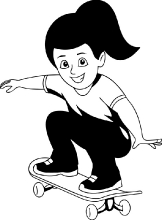skateboard trick black line outline clipart