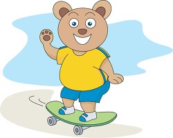 skateboarding bear cartoon clipart