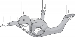 skydiver clipart grayscale
