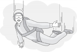 skydiver smiling grayscale clipart