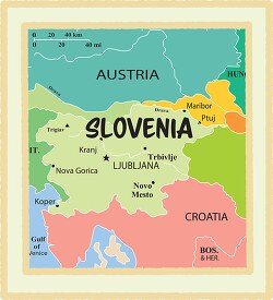 slovenia country map color border clipart