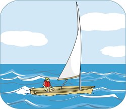 small sailing boat in rough water clipart image