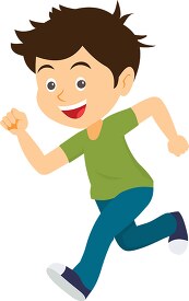 smiling boy jogging vector clipart image