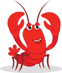 smiling cartoon red obster marine animal clipart