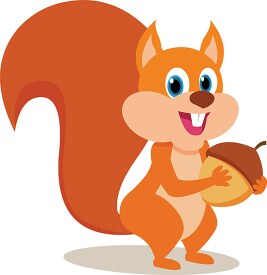 smiling cartoon squirrel character holding nut clipart (1)