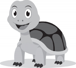 smiling cartoon style tortoise gray clipart
