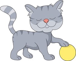 smiling cat with paw on a ball