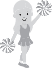 smiling cheerleader in pink outfits gray clipart