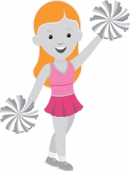 smiling cheerleader in pink outfits gray color