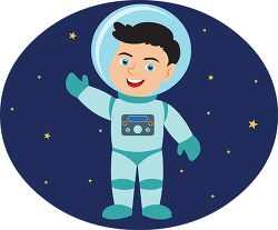 smiling child astronaut in space clipart