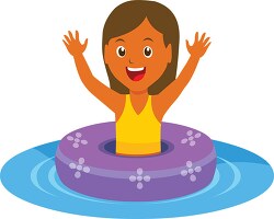 smiling girl swimming using inner tube clipart 6218