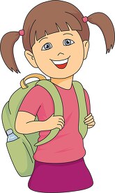 smiling girl with school bag clipart