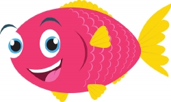 smiling pink yellow colorful fish clipart
